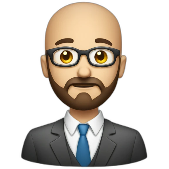 questioning business analyst on a conf call bald with beard emoji
