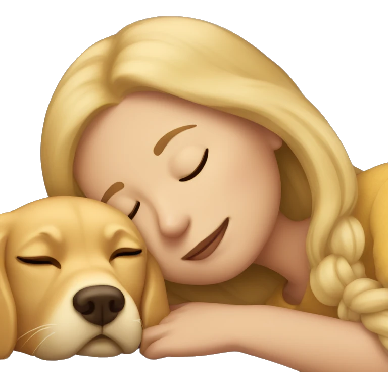 woman asleep with golden retriever  emoji