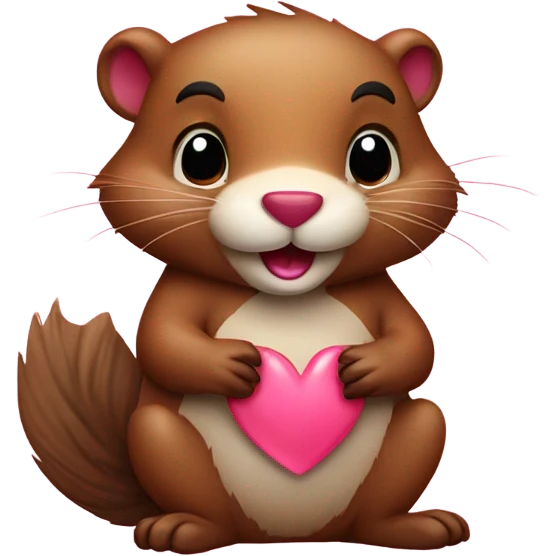 Cute beaver with hearts emoji