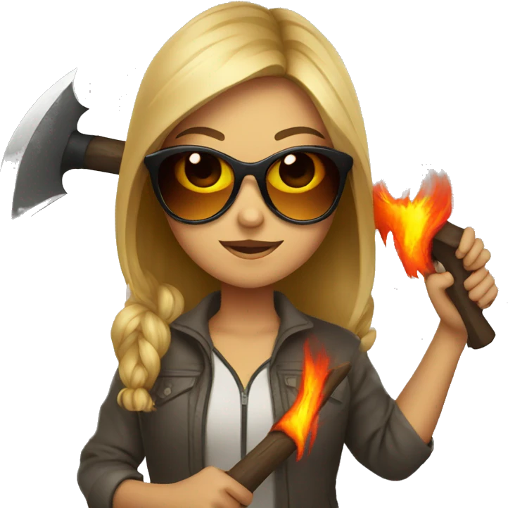 girl with sunglasses holding fire axe  emoji