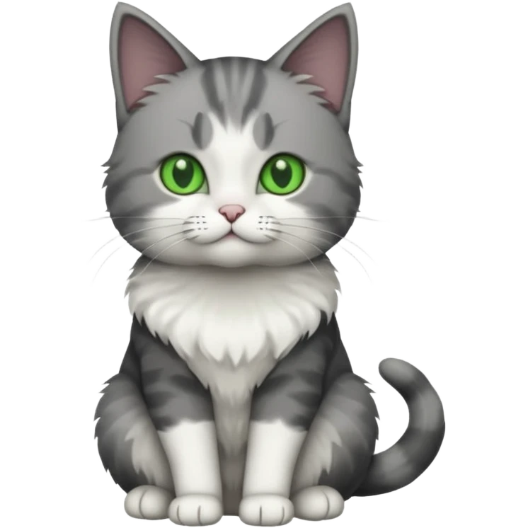 full body small short hair dark grey and white cat emoji