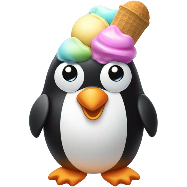 Pinguin eats icecream emoji