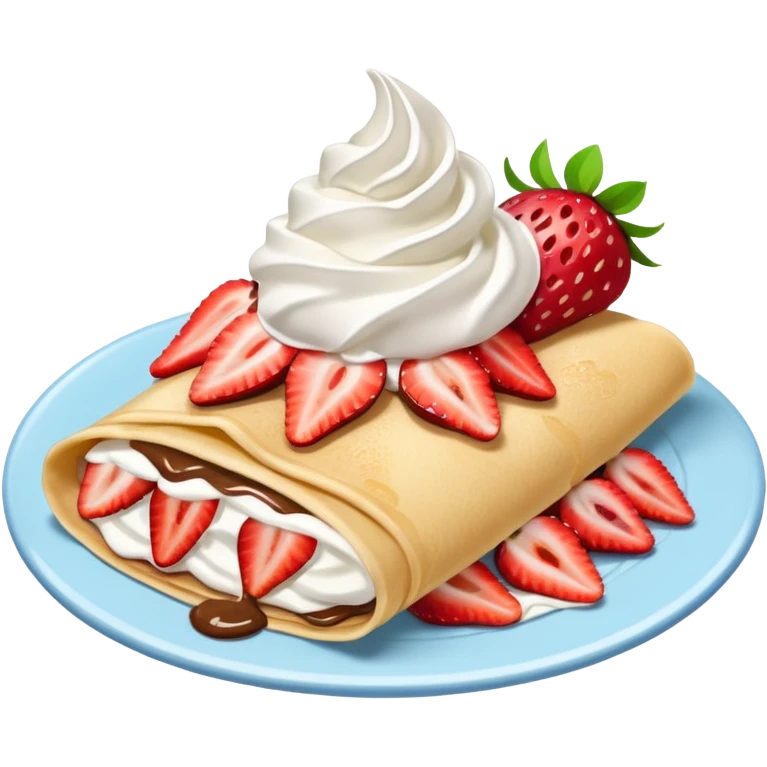 strawberry nutella crepe with whipped cream emoji