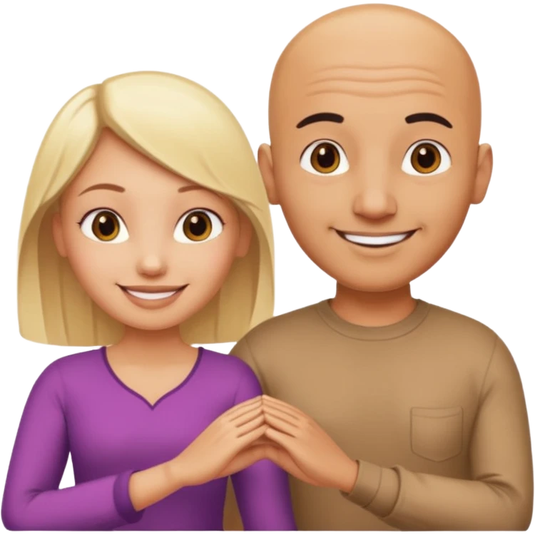 Naked bald Indian man and naked blonde woman holding hands emoji
