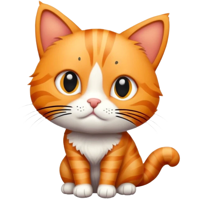 Orange tabby cat with black stripes on the body but not the head. The head is solid orange with no stripes. emoji
