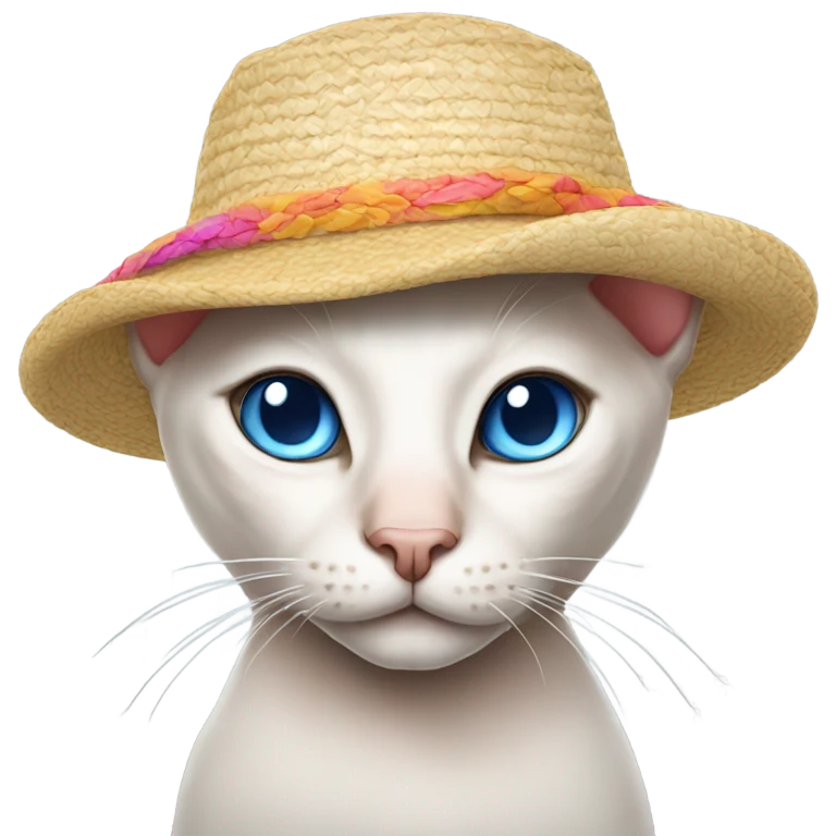 Hairless cat wearing a sunhat emoji