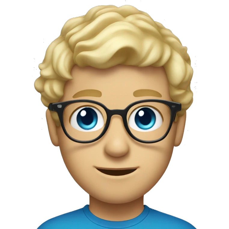 blonde boy front curl with glasses and headset blue eyes emoji