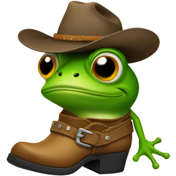 Frog with cowboy boots emoji