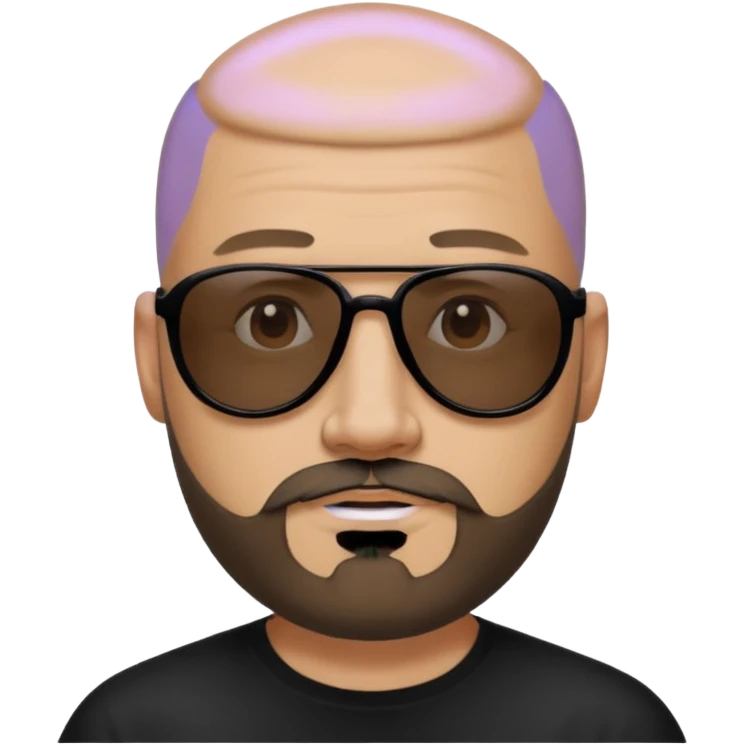 Bald man, wearing black fashion sunglasses, goatee beard emoji