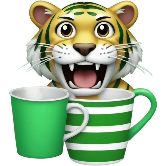 Green tiger farting into cup emoji