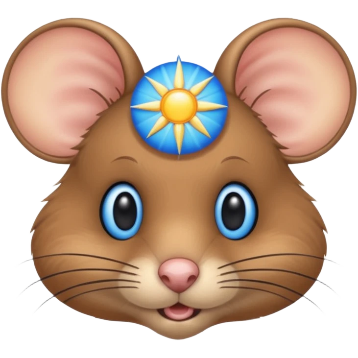 A mouse face with blue sun rays emoji