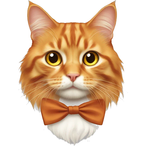 Orange long haired cat with a bow tie  emoji