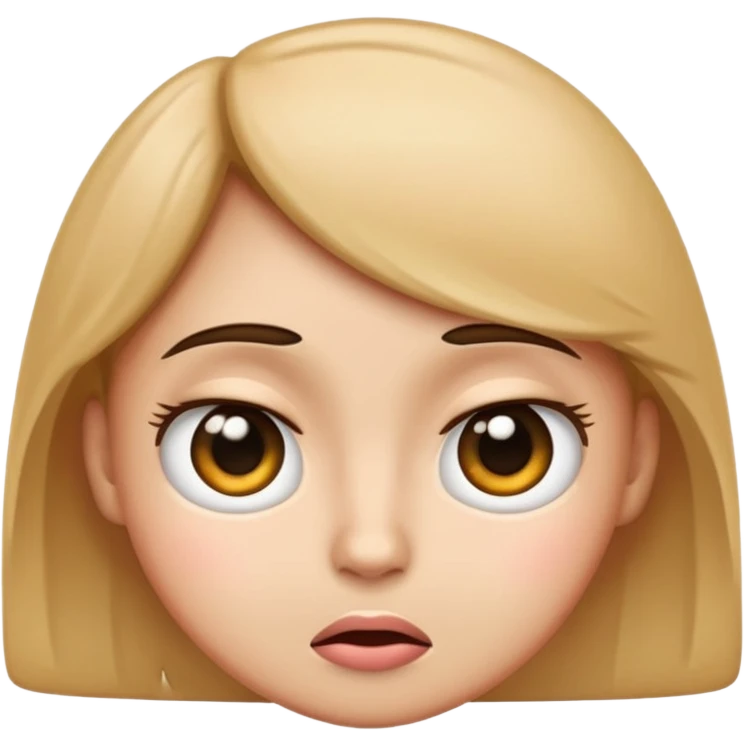 Emoji with big eyes frowning and blushing emoji