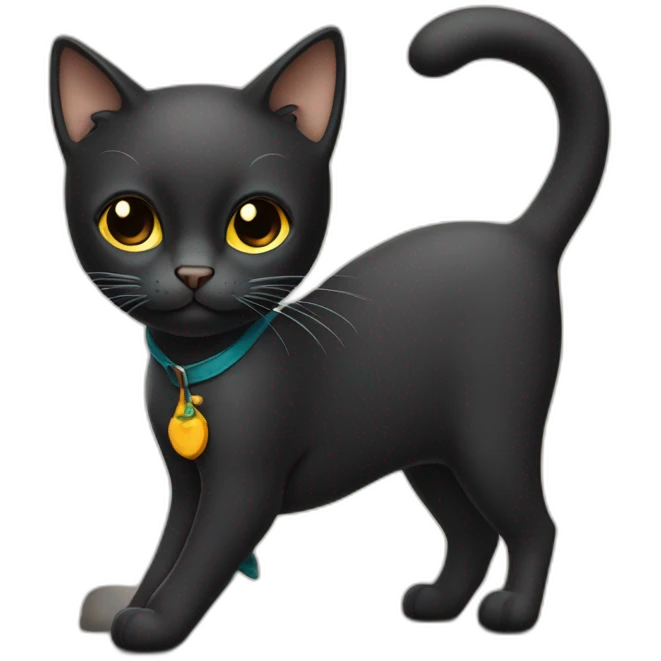 Gato negro con un zapato  en la boca emoji