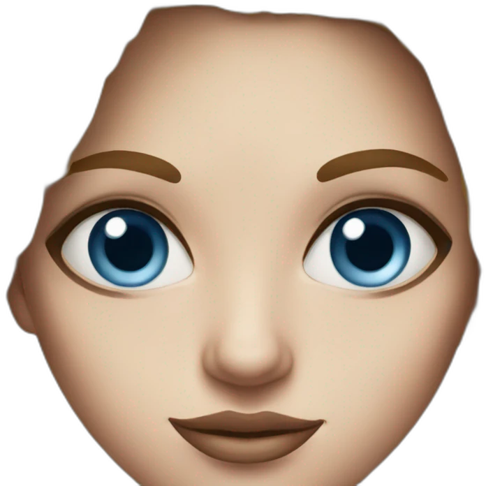 A woman with blue eyes and spider realism emoji