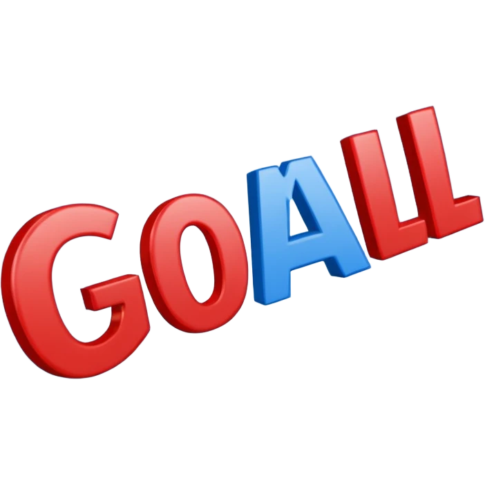 Word “Goal” sign comic style blue (#00A3E0) and red (#F9423A)  emoji