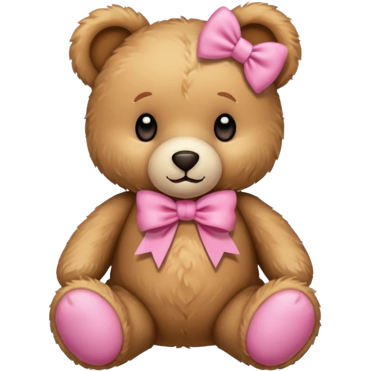 Cute teddy bear with a pink bow. emoji