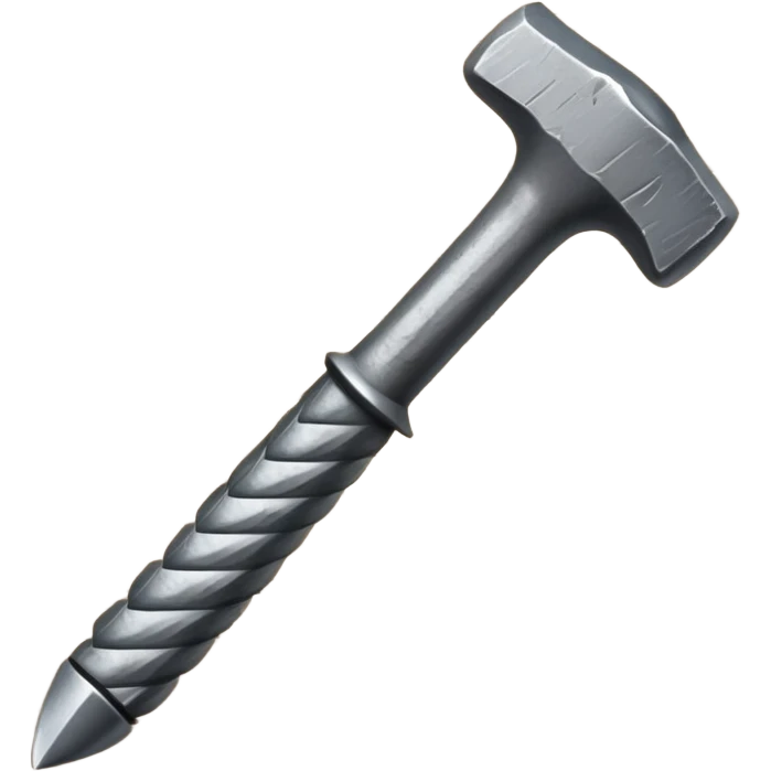 small, fat metal nail with a bent shaft, partially hammered into a wooden surface emoji