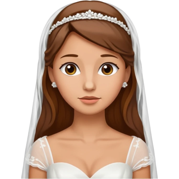 White tanned skin bride with brown hair with a chin on her face emoji