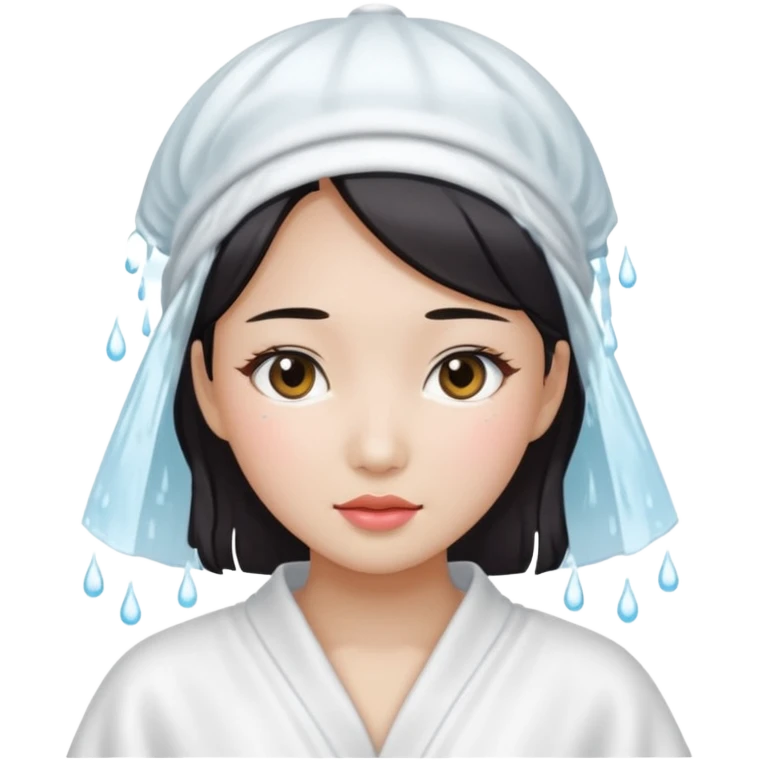 girl aesthetic emoji, asian beautiful make up white shower clothes emoji