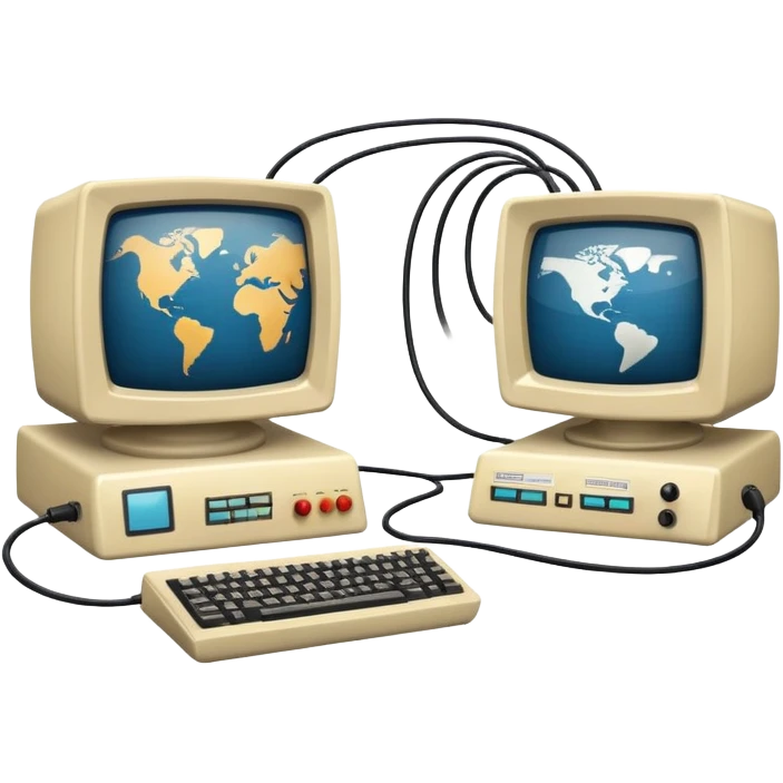 ARPANET 1969 first computer network connection with two connected computers emoji