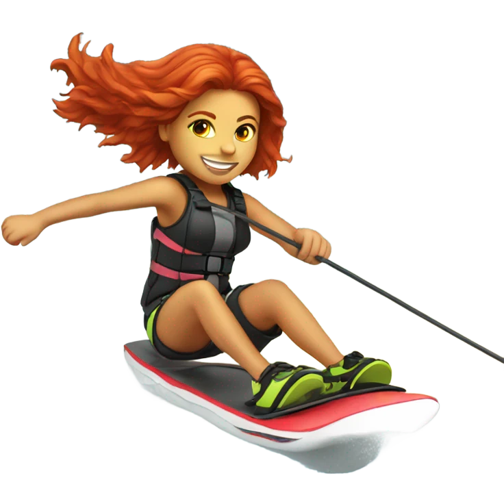 Red haired girl wakeboarding  emoji