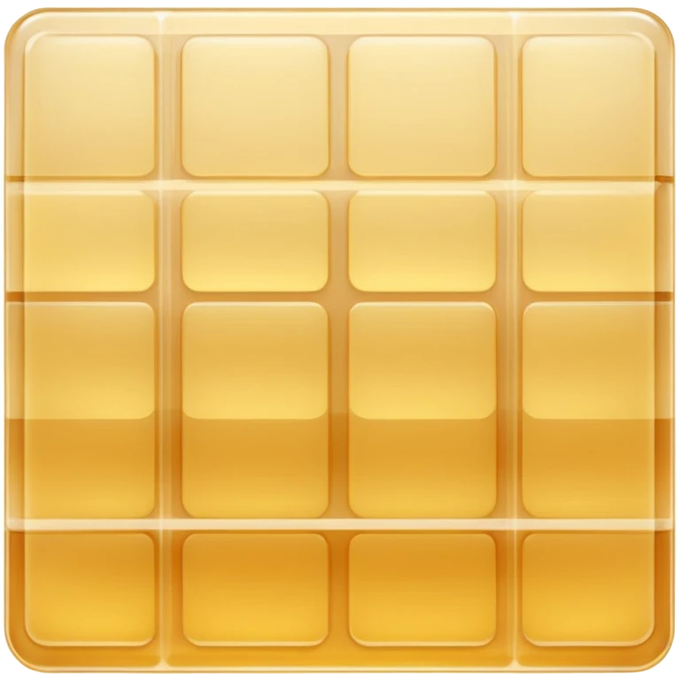 overlapping gelatin sheets, translucent, grid pattern, thin, flexible, glossy, pale golden, dry, 3D, clean, soft lighting, realistic transparency, no anthropomorphic features, no packaging, transparent background, emoji scale emoji