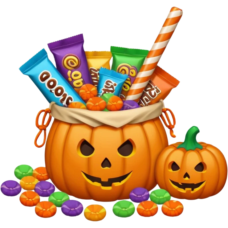 Halloween candies and candy bags emoji
