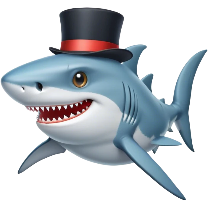 Shark with a top hat emoji
