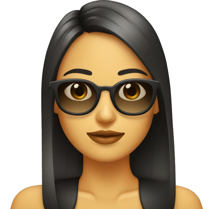 Chica morena con gafas flequillo recto emoji
