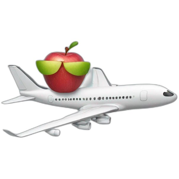 A plane eating an apple emoji