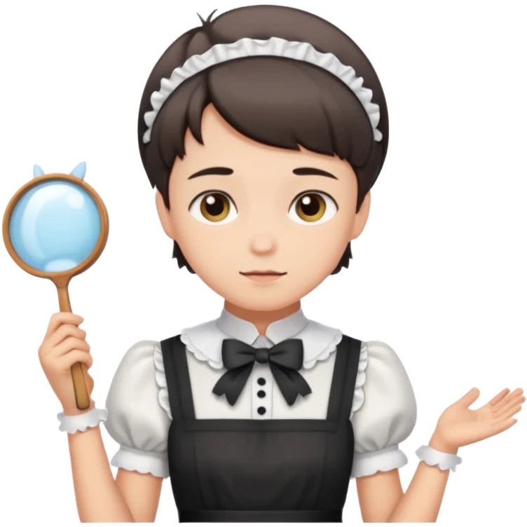 Guy with short hair wearing a cute maid dress emoji