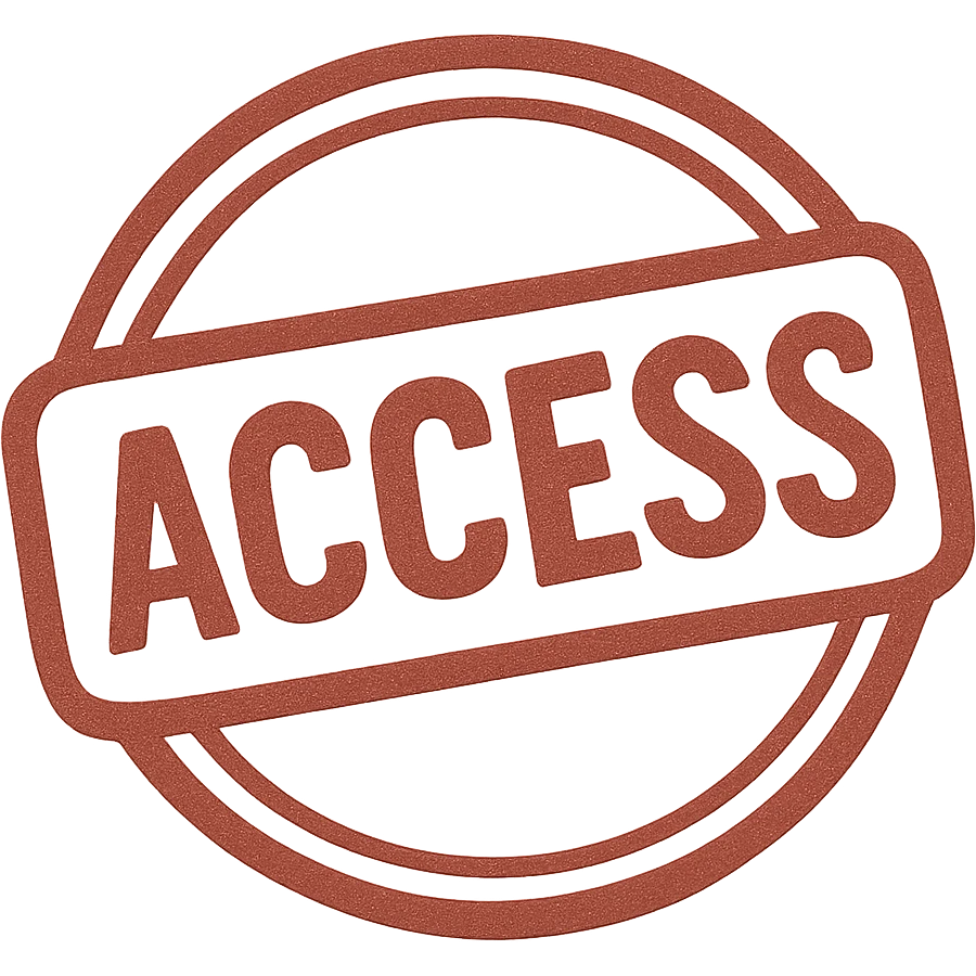 Remove the white background and make it transparent, keep the red ink stamp print with the word 'Access' unchanged, preserving the red color and stamp details. emoji