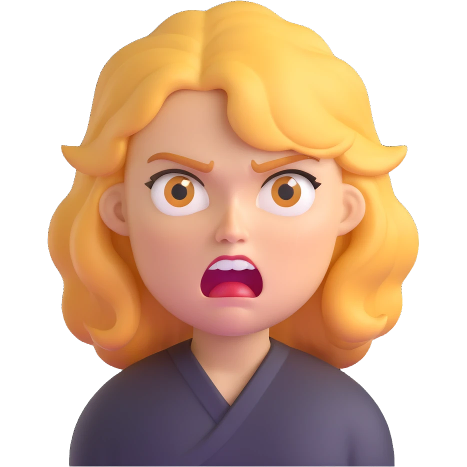 angry woman with weird golden hair emoji