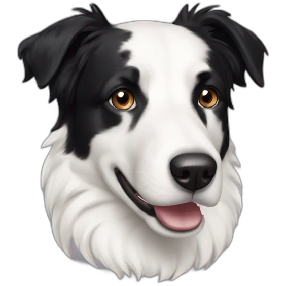 dog, short-hair, black-hair, black-mouth white-chest, white-stripe-down-face, black-face, black-head, border-collie, mcnab emoji