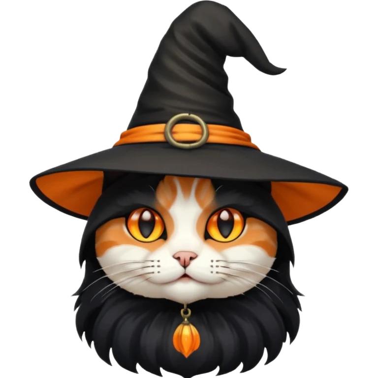 A cat wearing a witch hat. emoji