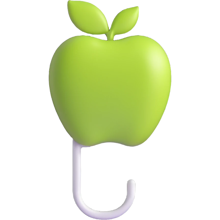 sleek white wall hook for coats with apple-inspired design emoji