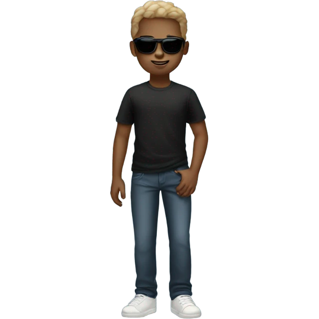 boy in black shirt with sunglasses emoji