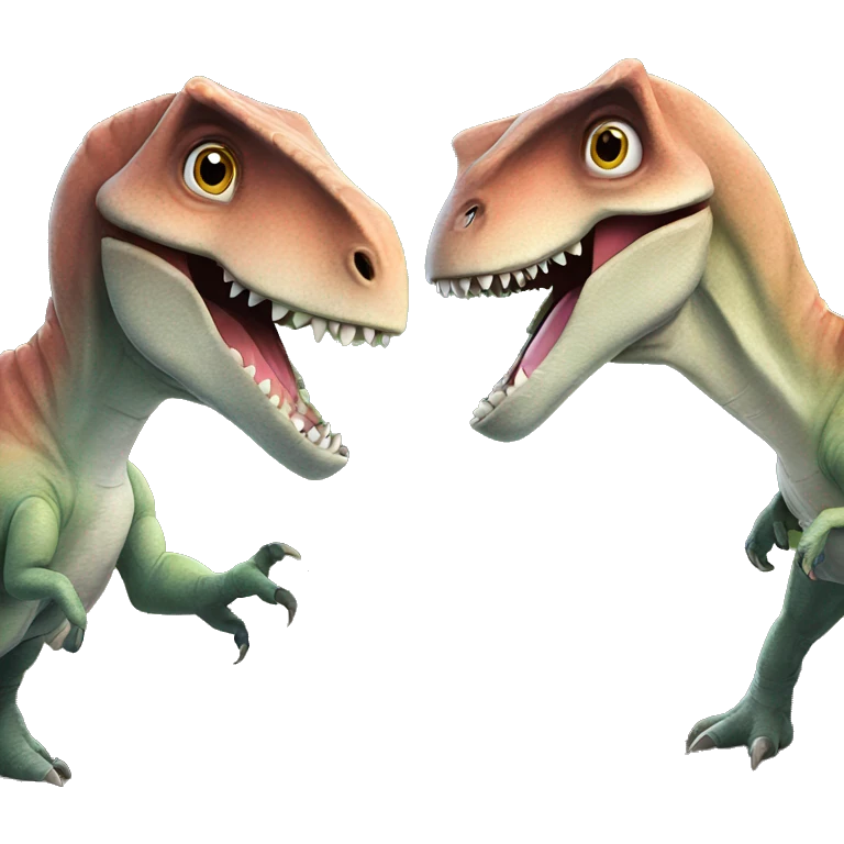 Two dinosaurs being friends emoji