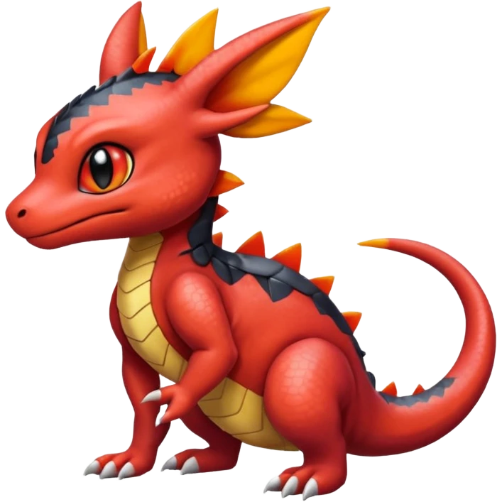 Cute Exotic Colorful Guilmon-Salandit-Umbreon-Charmeleon-Fakémon-hybrid-creature (full body)  emoji
