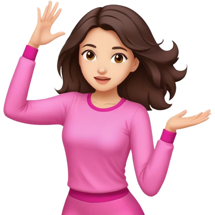 Fantastic dance emotion!!! (brunette girl in pink clothes) emoji