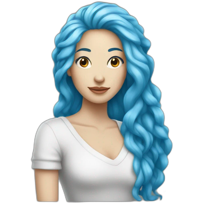 woman with long blue hair and white skin emoji