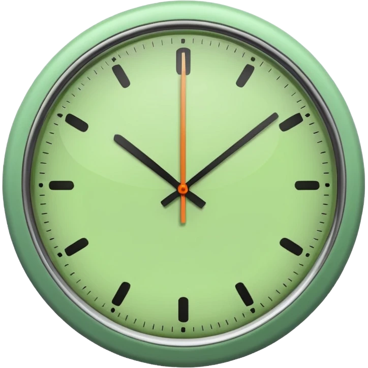 make Clock in minimalism in loght Green color without numbers  emoji