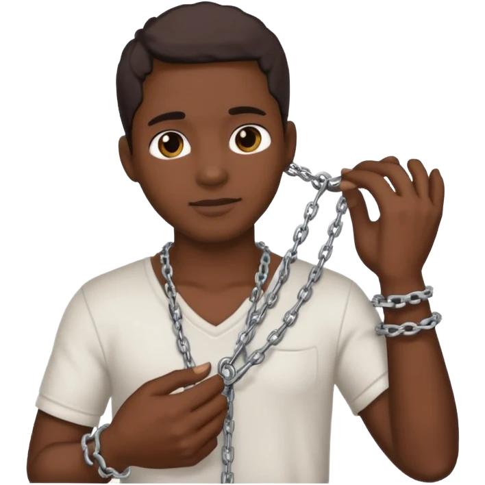Black person picking cotton with chains around his hand and neck  emoji