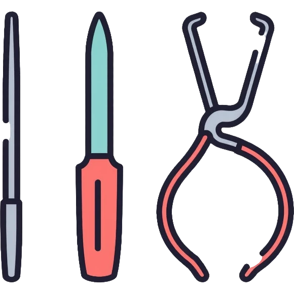 Surgery medical tools including scalpel, forceps, and surgical scissors emoji