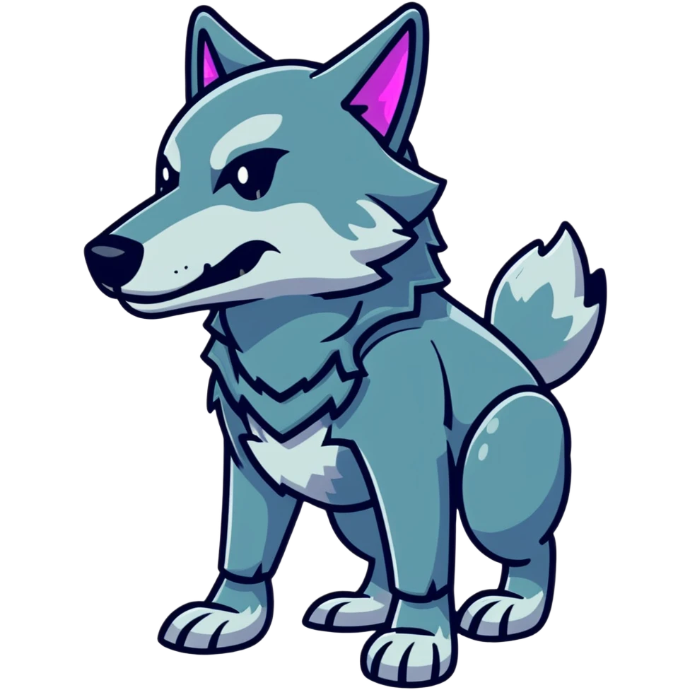 cyber wolf with holographic interface elements emoji