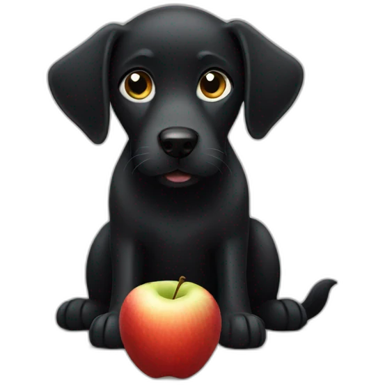 black dog eats apple emoji