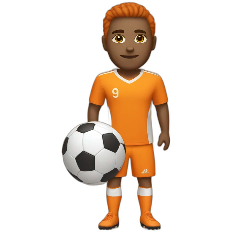 Soccer player in tangerine and orange kit emoji