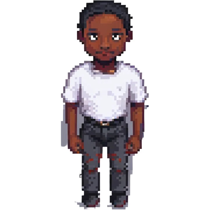 pixel emoji black man, pixel art style, black skin tone, pixelated, 8-bit emoji