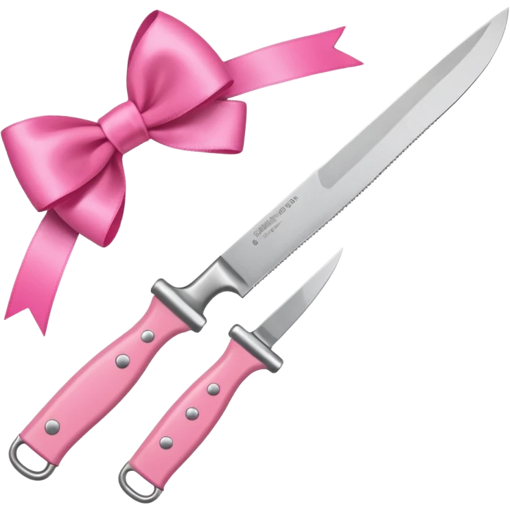Only one object: a kitchen knife. A pink ribbon bow is tied directly on the knife handle. No other items. No decorations. Minimal emoji style emoji